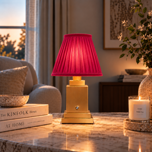Stockholm Classic Gold - Crimson Velvet Rechargeable Table Lamp