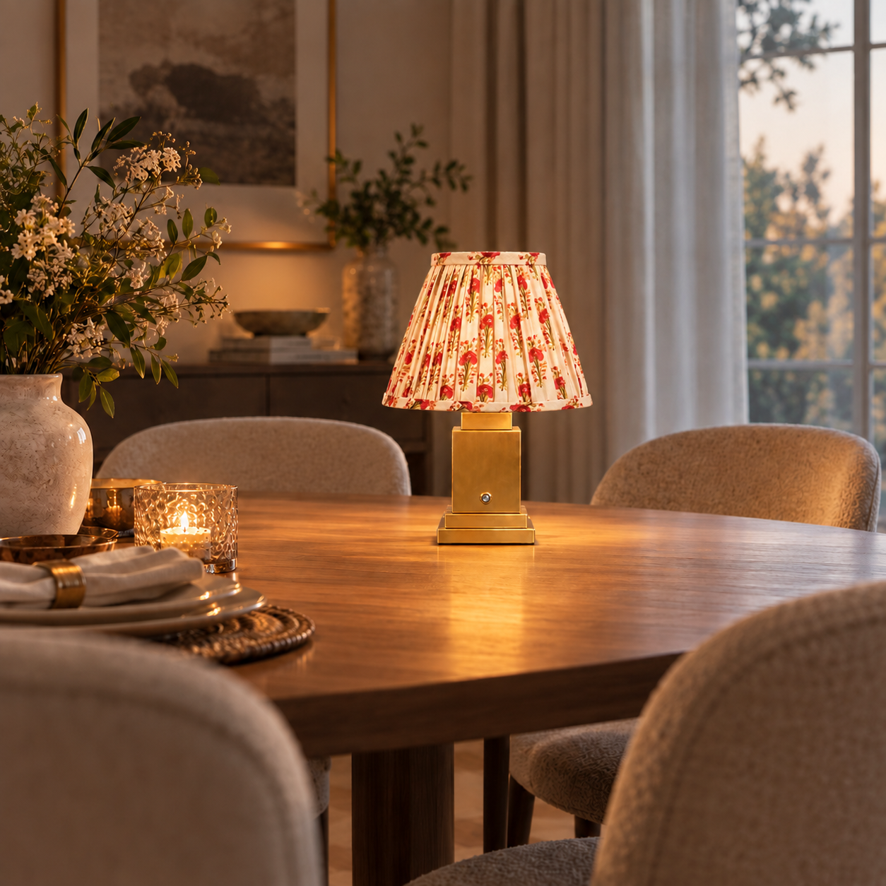 Lámpara de mesa recargable Stockholm dorado clásico - Jardín de Rosas