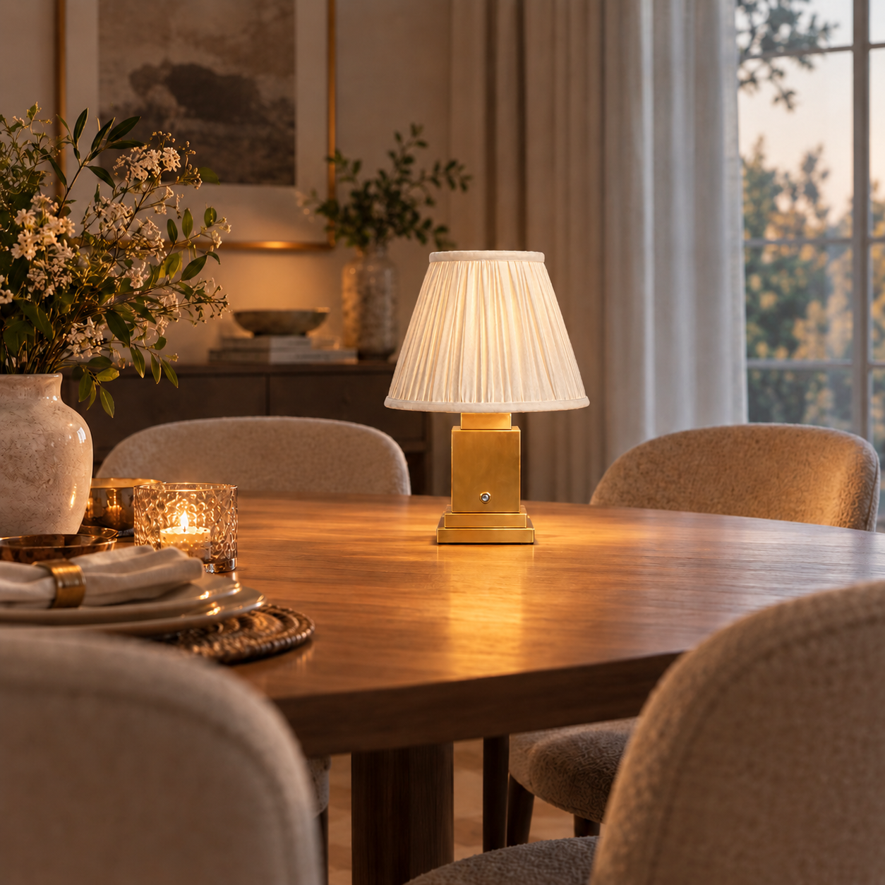 Lámpara de mesa recargable Stockholm Classic Gold - Mayfair Shade