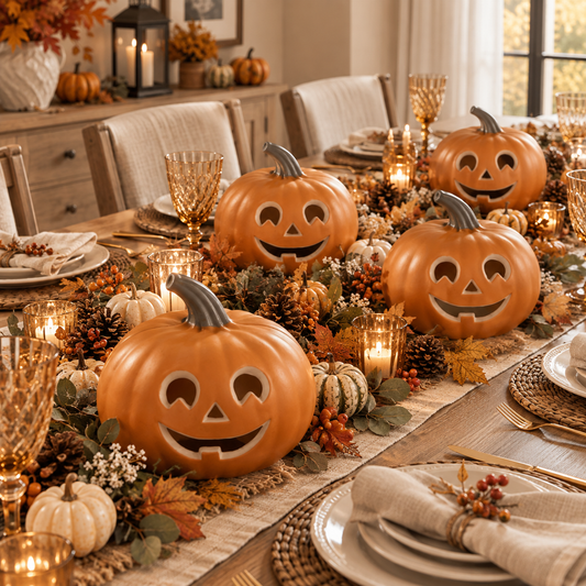 x4 LED Ceramic Jack O' Lanterns