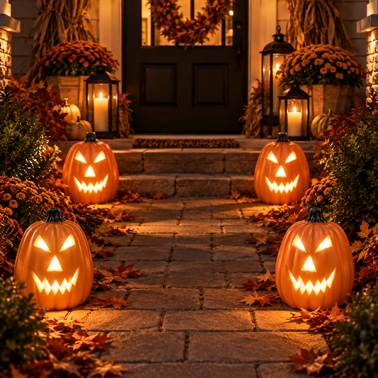 x4 LED Ceramic Mini Jack O' Lanterns