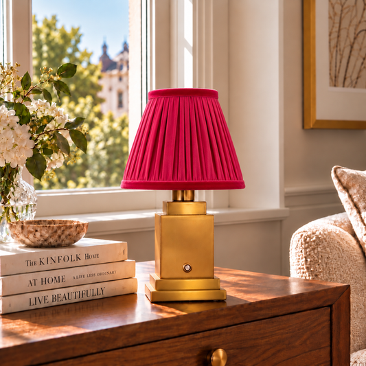 Lampu Meja Boleh Cas Semula Stockholm Classic Gold - Baldu Merah Tua