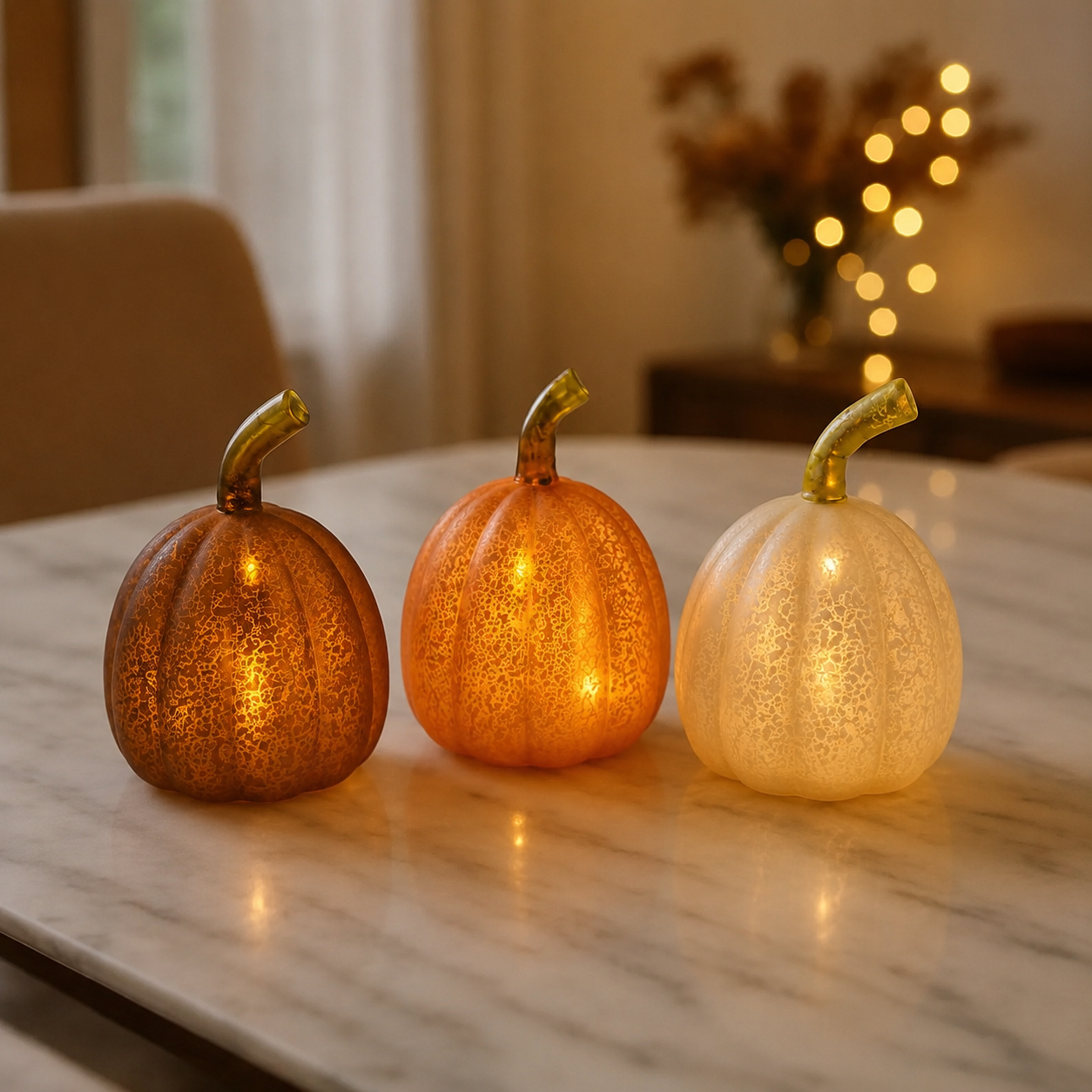 x6 Large Glass Table Pumpkin Lights