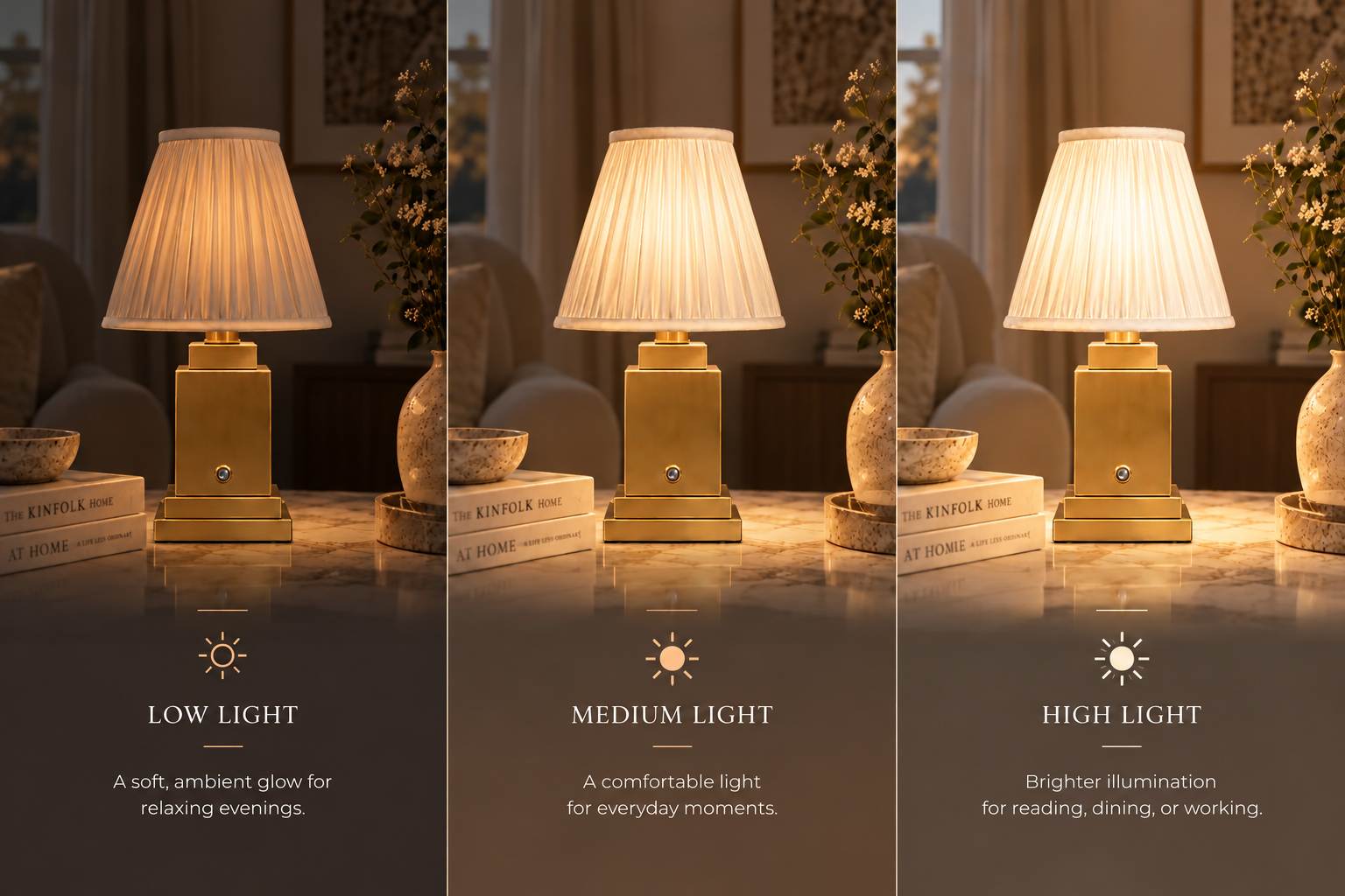 Lampu Meja Boleh Cas Semula Stockholm Classic Gold - Baldu Spruce