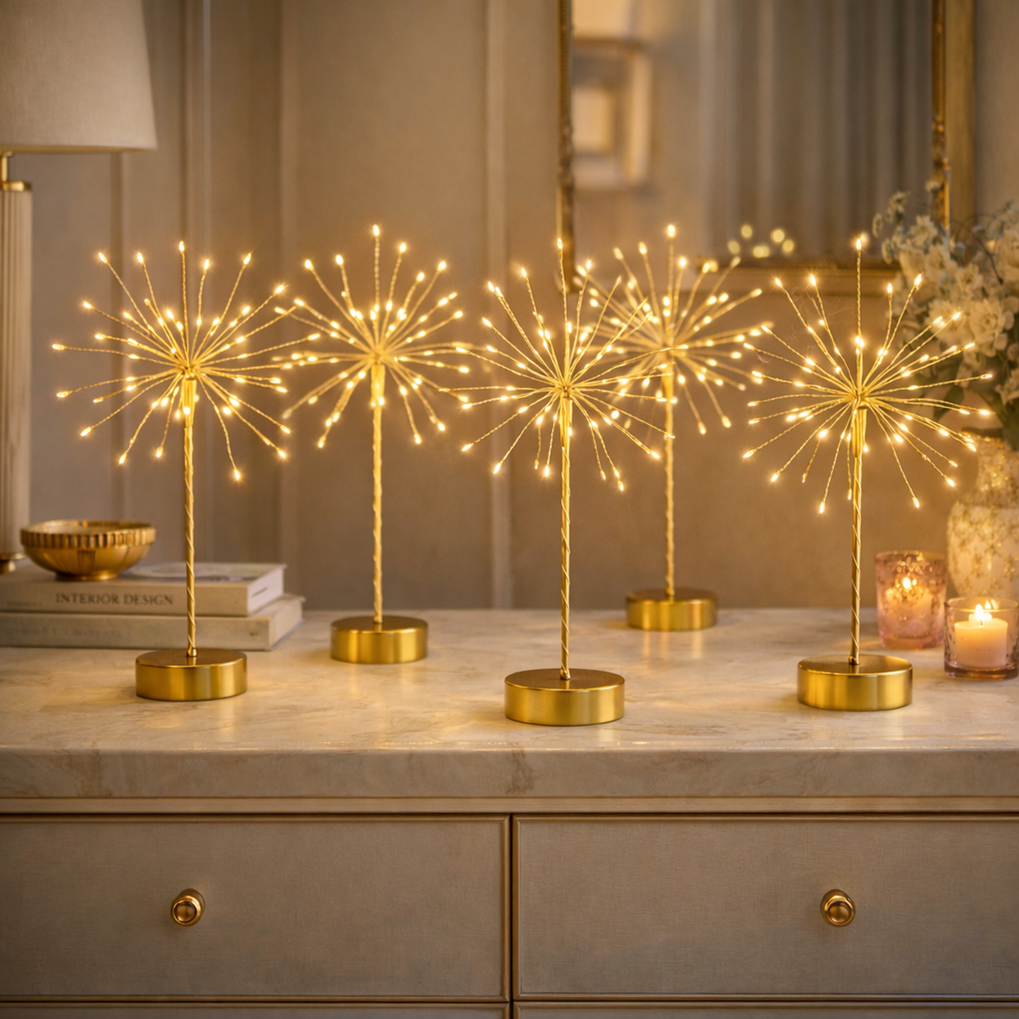 x6 Mini decorazione da tavolo Starburst Gold