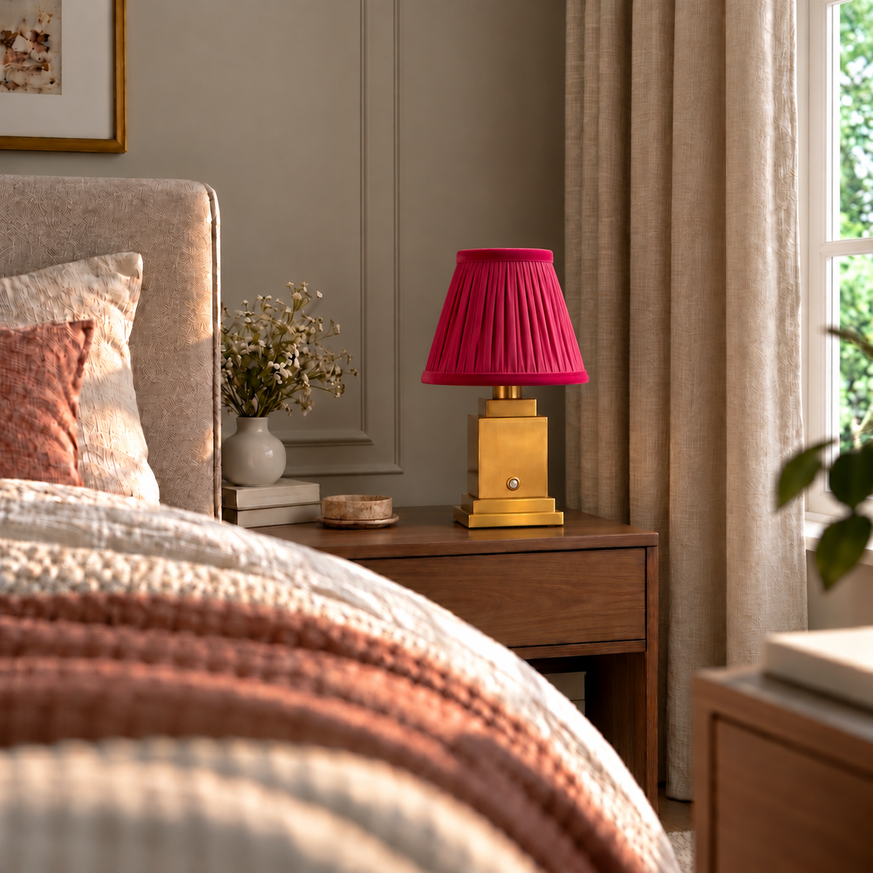 Stockholm Classic Gold - Crimson Velvet Rechargeable Table Lamp