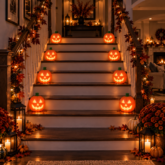x4 LED Ceramic Jack O' Lanterns