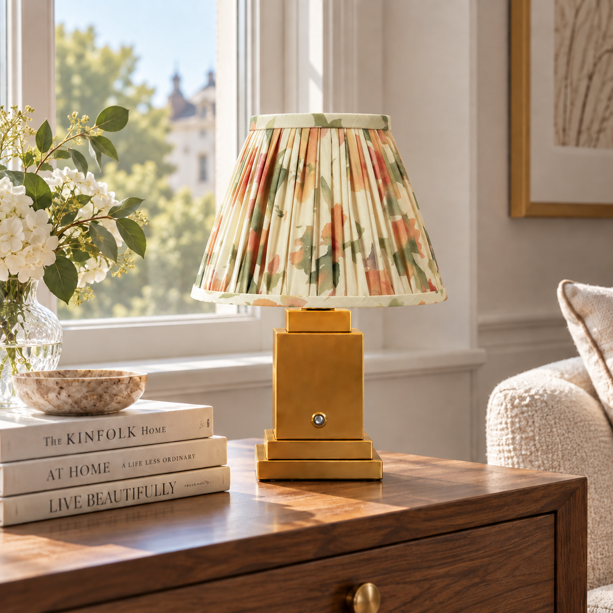 Lámpara de mesa recargable Stockholm dorado clásico - Niebla Botánica