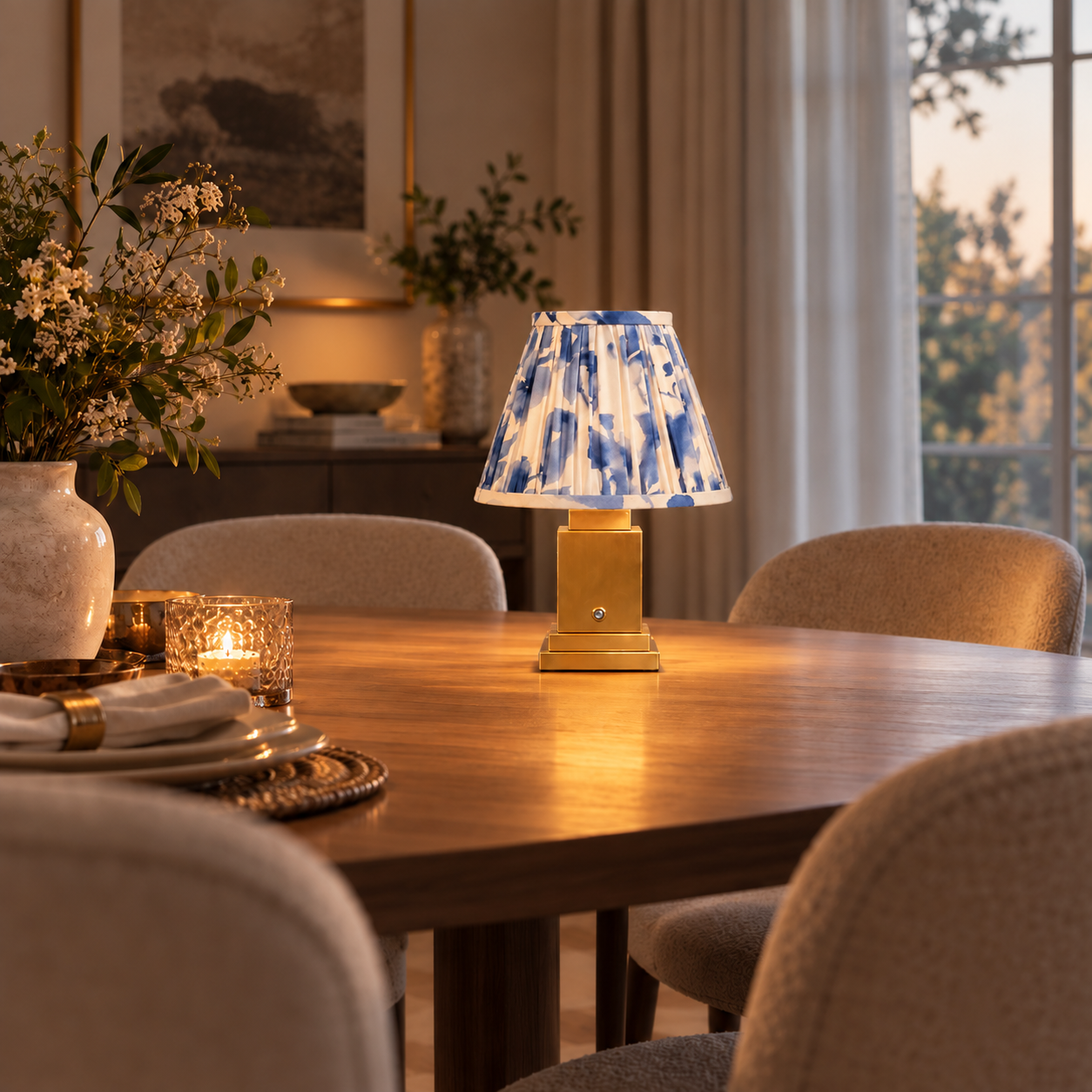 Lámpara de mesa recargable Stockholm dorado clásico - Azul Magnolia
