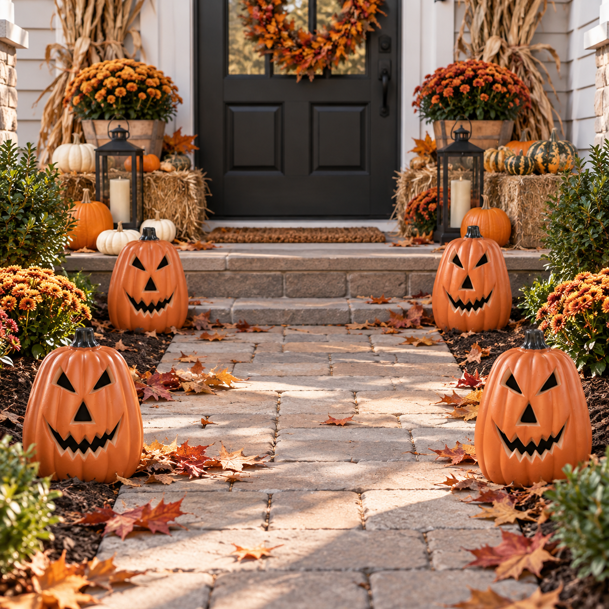 x4 LED Ceramic Mini Jack O' Lanterns