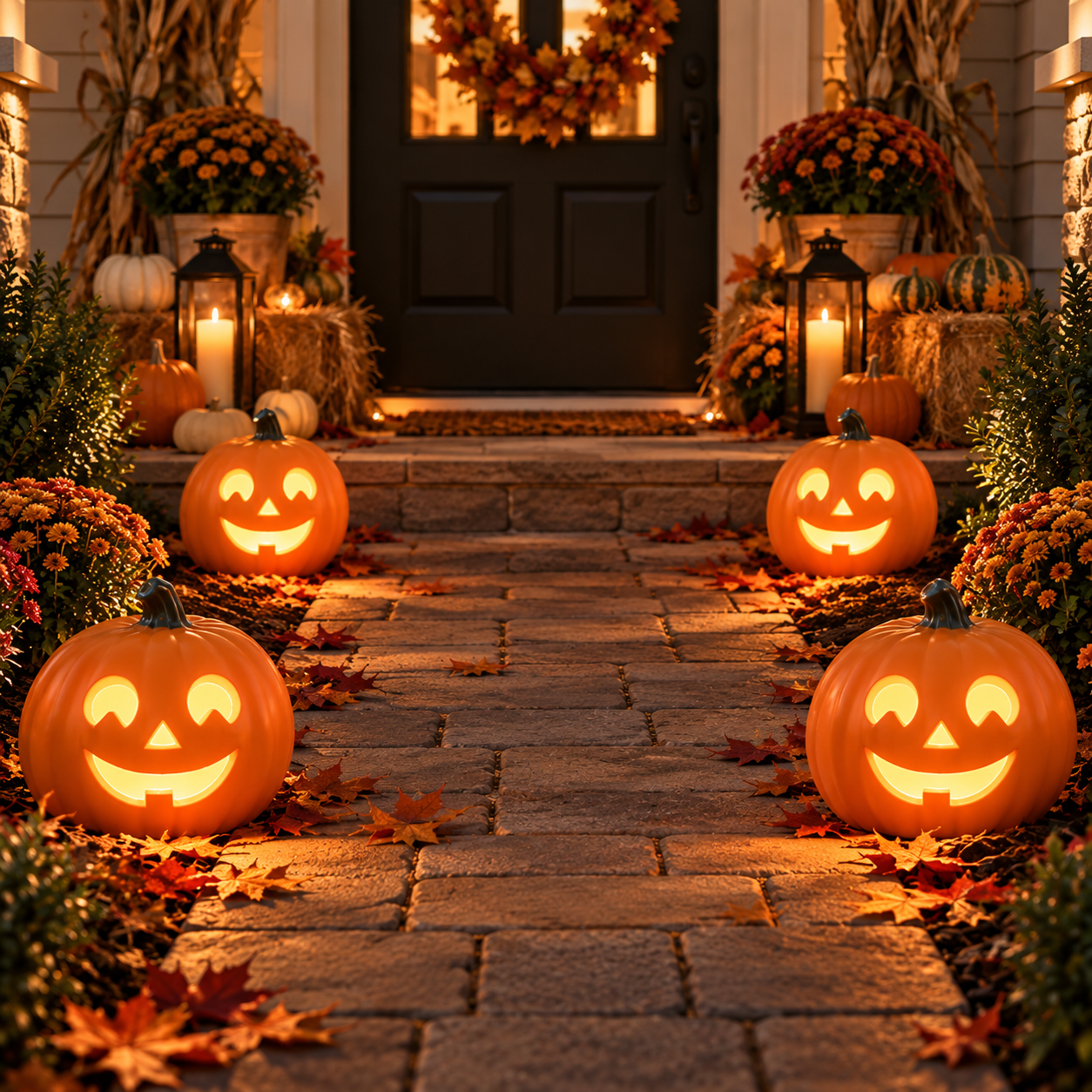 x4 LED Ceramic Jack O' Lanterns