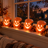 4x calabazas de Halloween miniatura de cerámica con LED