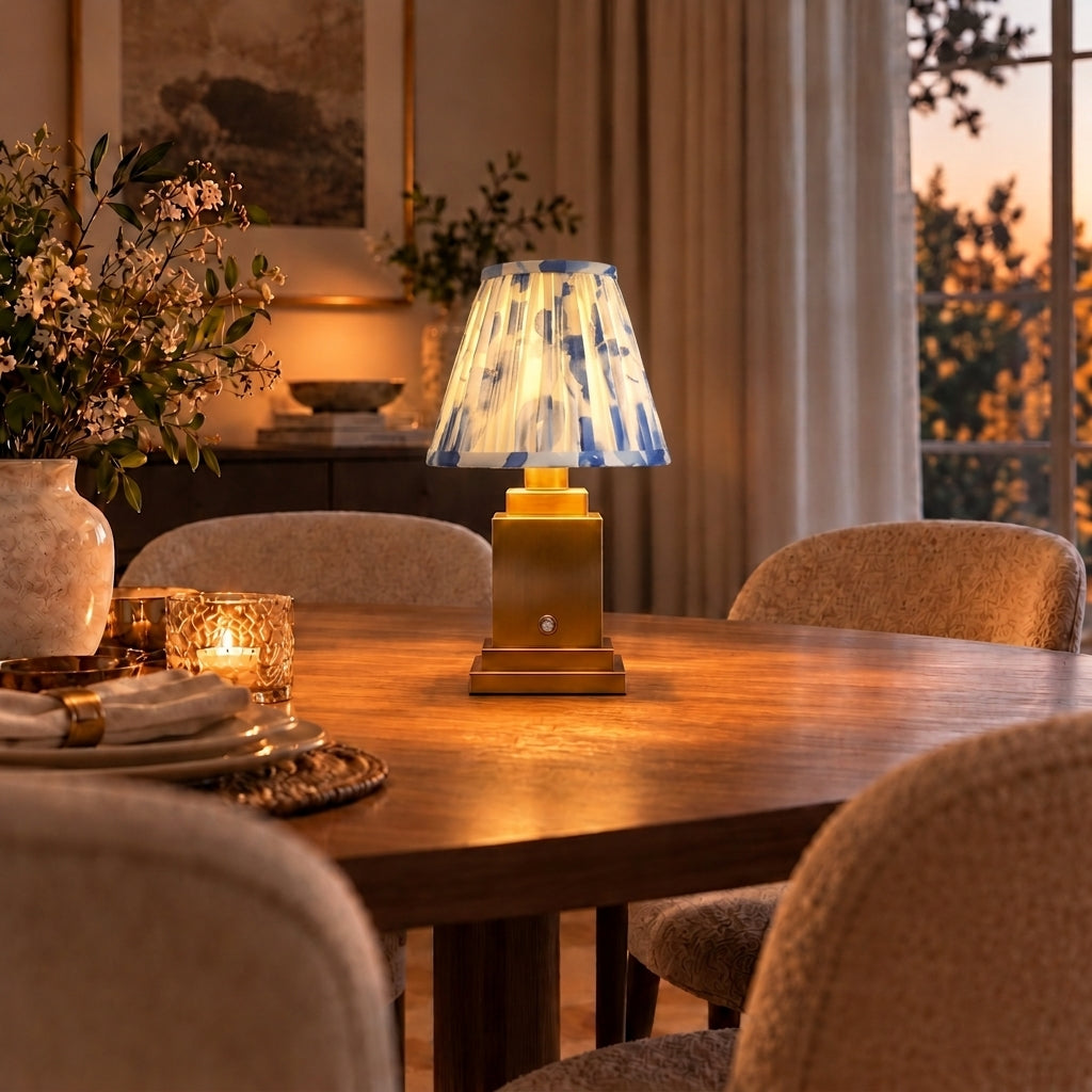 Stockholm Classic Gold - Magnolia Blue Rechargeable Table Lamp