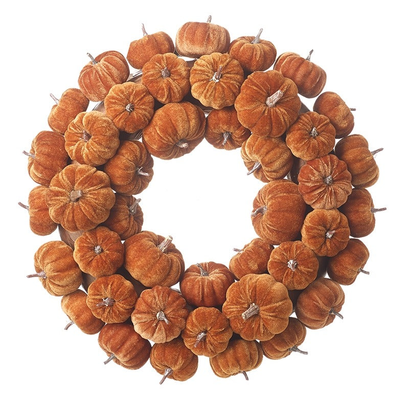 4x أكاليل قرع برتقالية مخملية