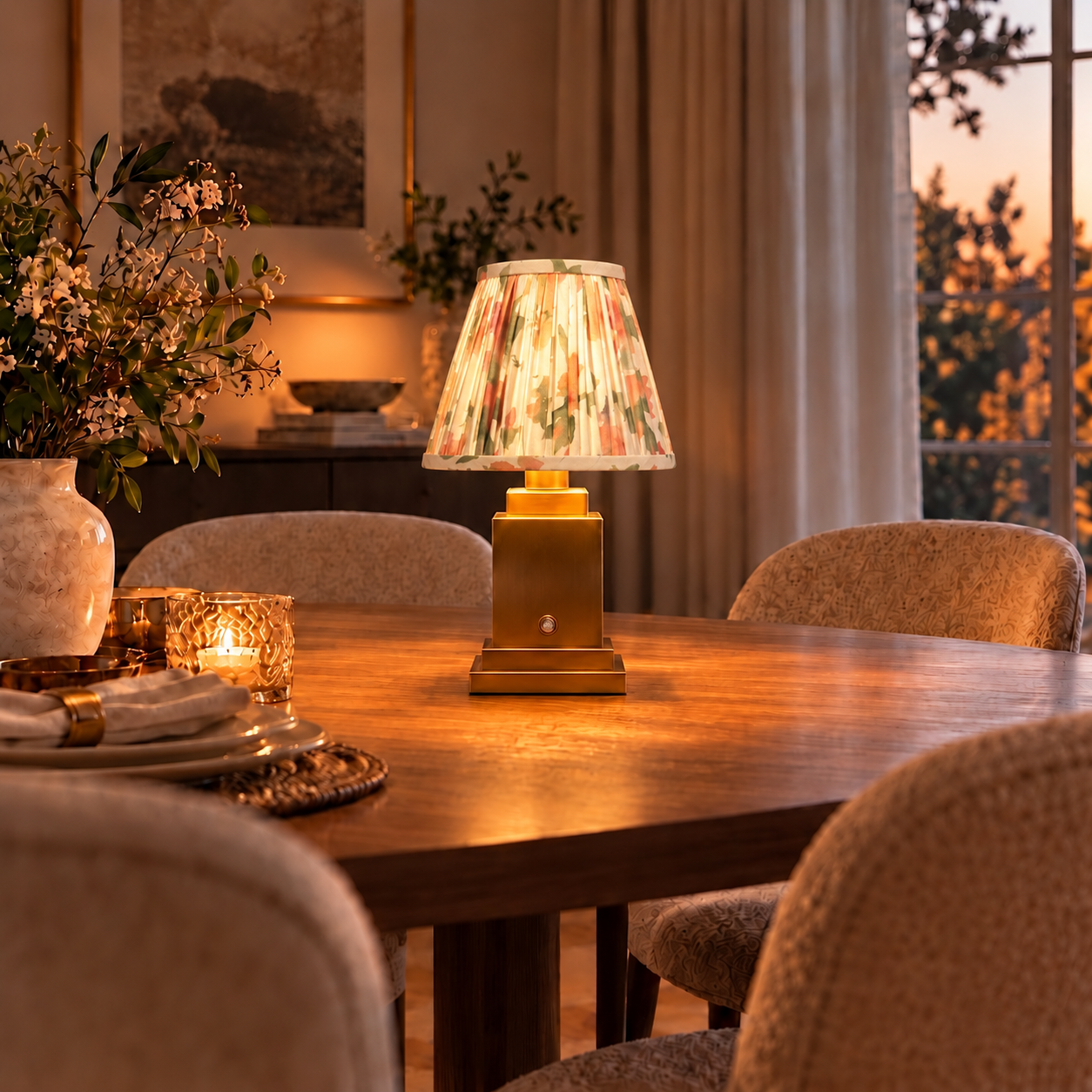 Lampu Meja Boleh Cas Semula Stockholm Classic Gold - Kabus Botani
