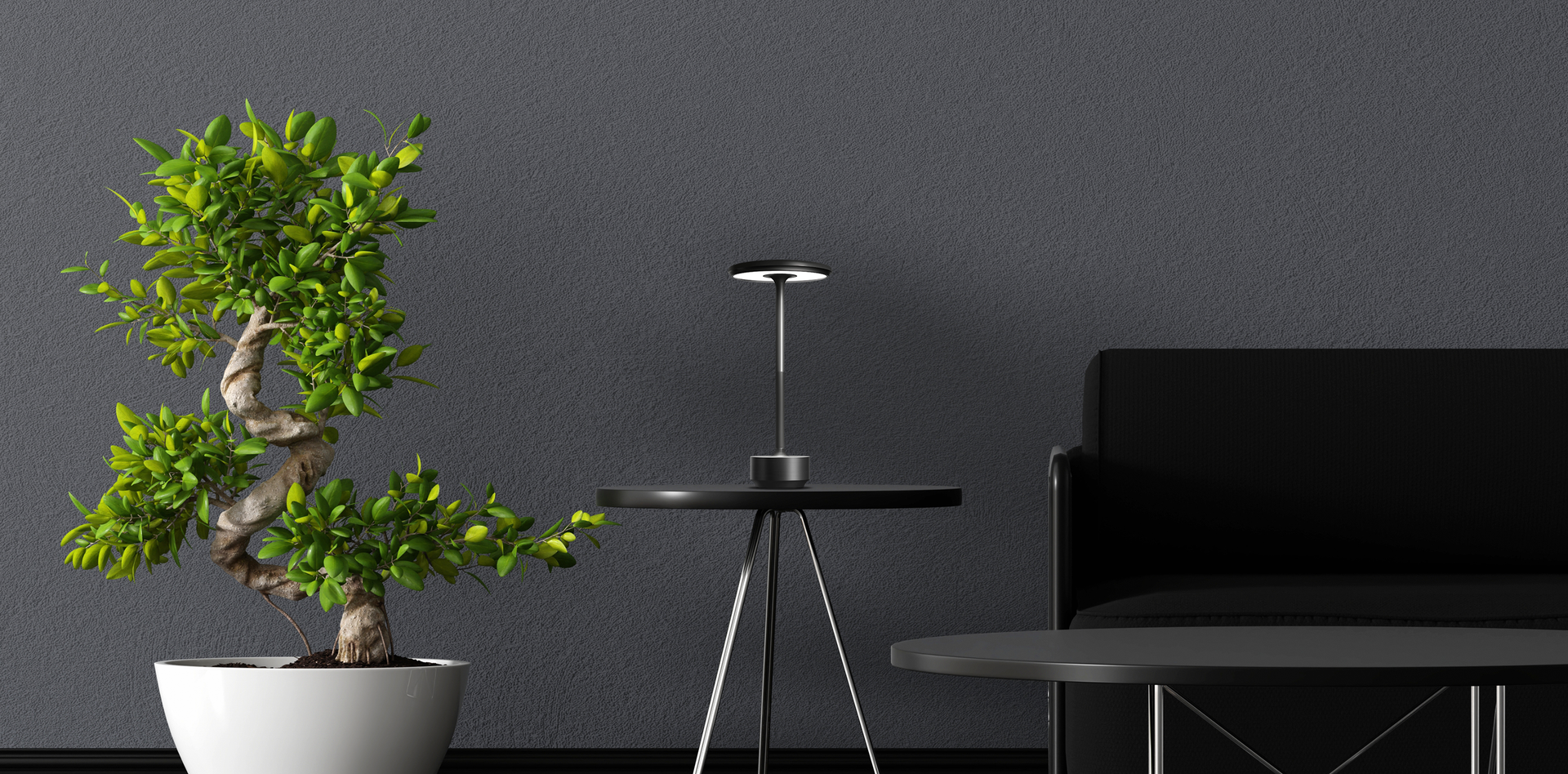 Black rechargeable LED lamp for home & office – Lights Stockholm (Svart laddningsbar LED-lampa för hem & kontor – Schwarze wiederaufladbare LED-Lampe für Zuhause und Büro)